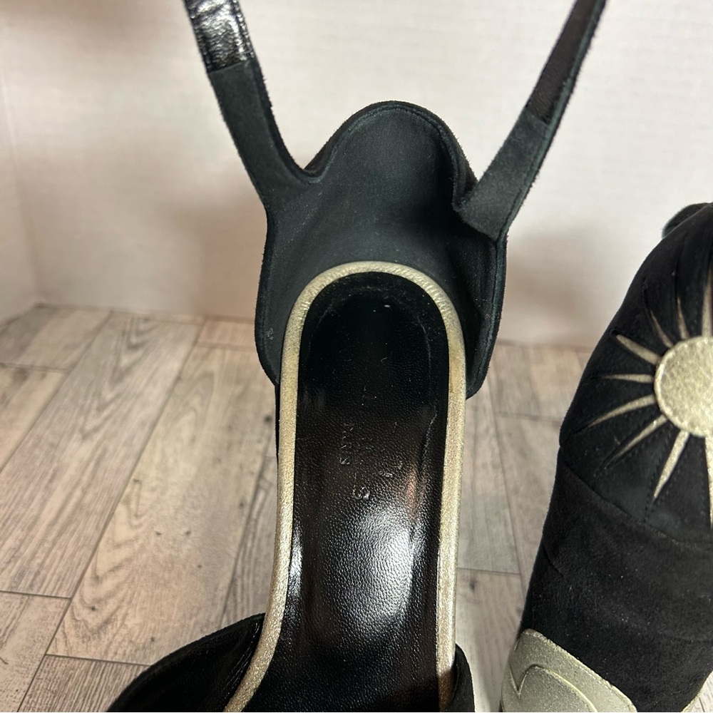 Hermes Tournis wedge sandals black celestial witch Halloween size 38 RARE - Picture 15 of 16